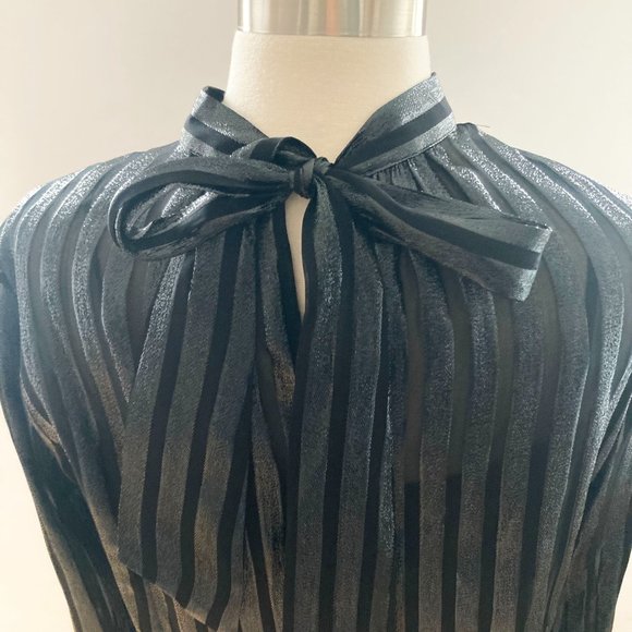 NWT: J.CREW Metallic chiffon mockneck top, Black, XS - Picture 8 of 14